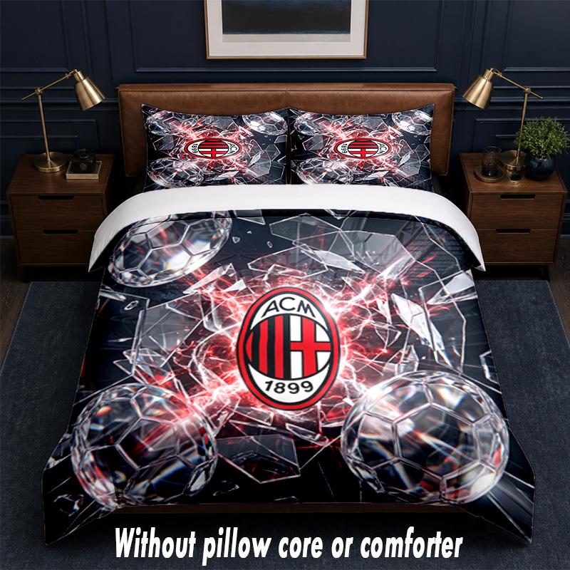 AC Milan Design Bed Bedding Set 1 Duvet Cover + 2 Pillowcases Soft Breathable Household Bed Linens