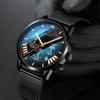 Men's Fashion Sport Stainless Steel Case Leather Band Quartz Analog Wrist Watch