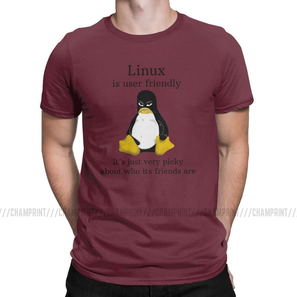 Linux удобен для пользователя футболки Мужчины Arch Linux Tux Программист Компьютерный разработчик Футболка Geek Nerd