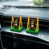 Solar Car Ornament Swinging Bear Decoration, Nodding Dashboard with Hanging Monkey Accessory Swing, Swing Toy for Office Desk Driving Fatigue Relief