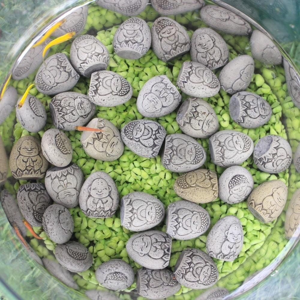 20 шт./комплект Ручная работа Статуя Будды Реалистичный Изысканный Цветочный Горшок Декор Мини-размер Прочный Брусчатка Столешница Дисплей