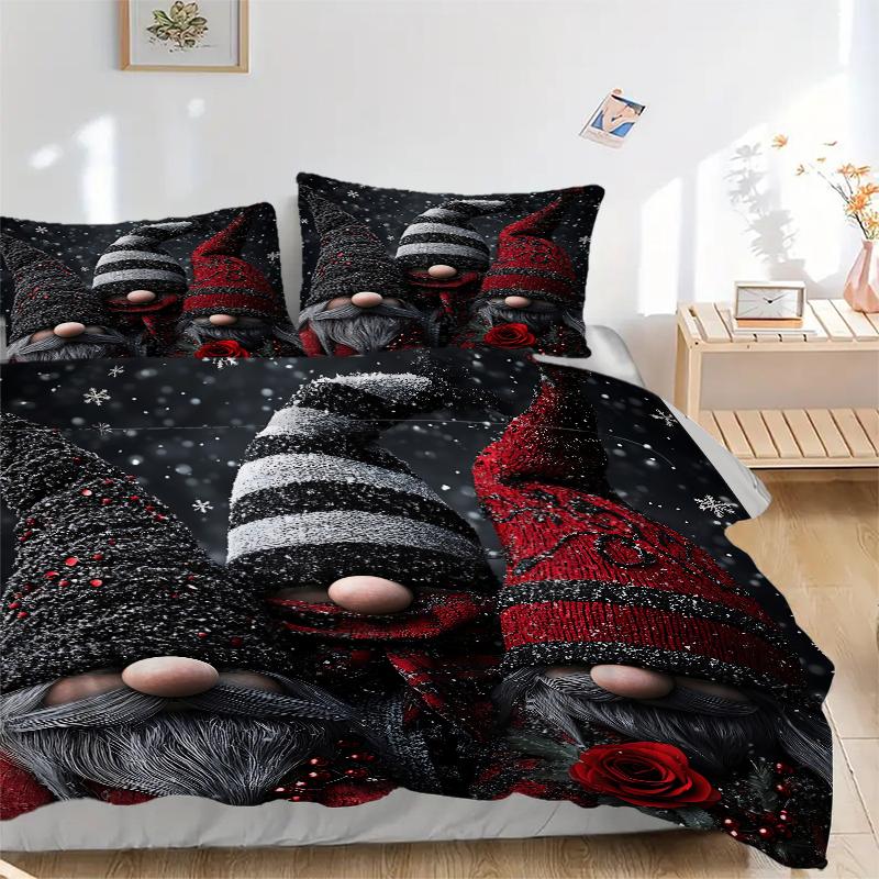 3Pcs Winter Gnome Trio Bedding Sets For All Sizes New 3D Printed Bed Cover Comforter Duvet Cover Pillowcase Bedroom Decoration
