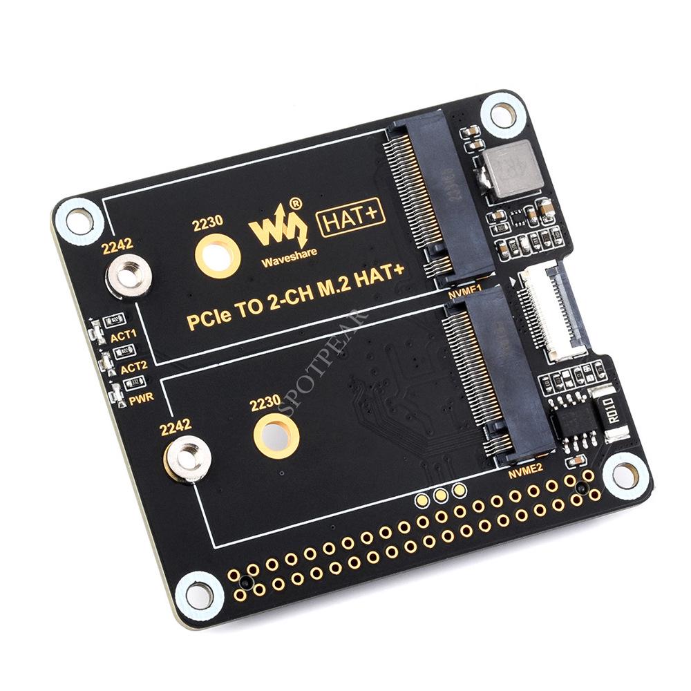 Raspberry Pi 5 Dual SSD Expansion Board - PCIe To M.2 NVMe Adapter 2CH-M.2-HAT+