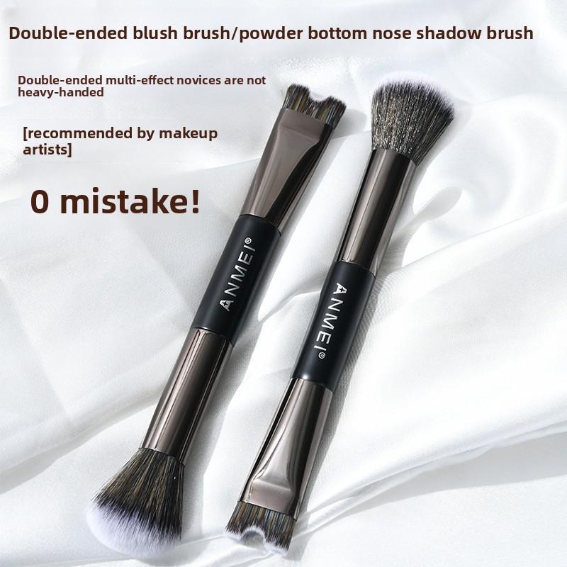 HOT Sale 1PCS Double-headed U-shaped Nose Shadow Loose Powder Brush Double-headed Portable Highlight Brush Foundation Concealer Makeup Tool