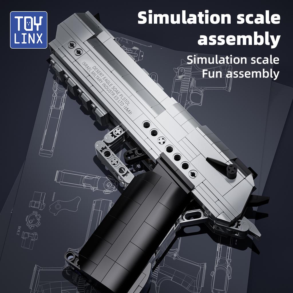 Конструктор Пистолет 375 деталей Набор Пистолет Стреляющий Военный Строительный Игрушка в качестве Хэллоуинского Подарка для Детей и Взрослых.