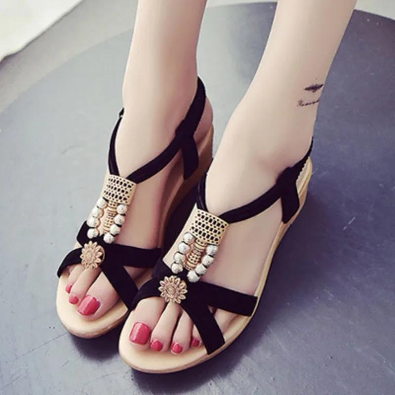 Сандалии женские в римском стиле женские туфли на среднем каблуке 2024 года, оптовая продажа, предложение, новые дышащие модные или летние