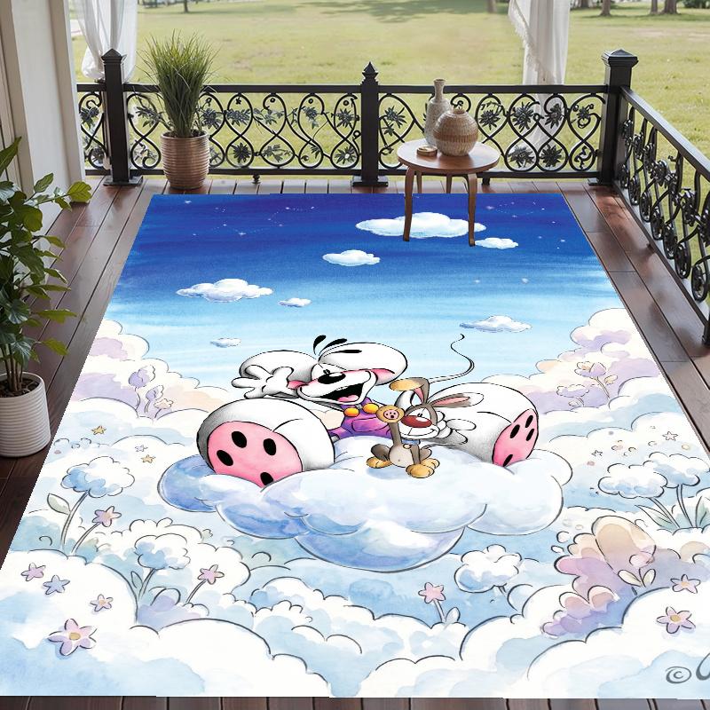 Crystal Velvet Rug with Diddl Design, Soft Non-Slip Floor Mat for Living Room Bedroom Decor