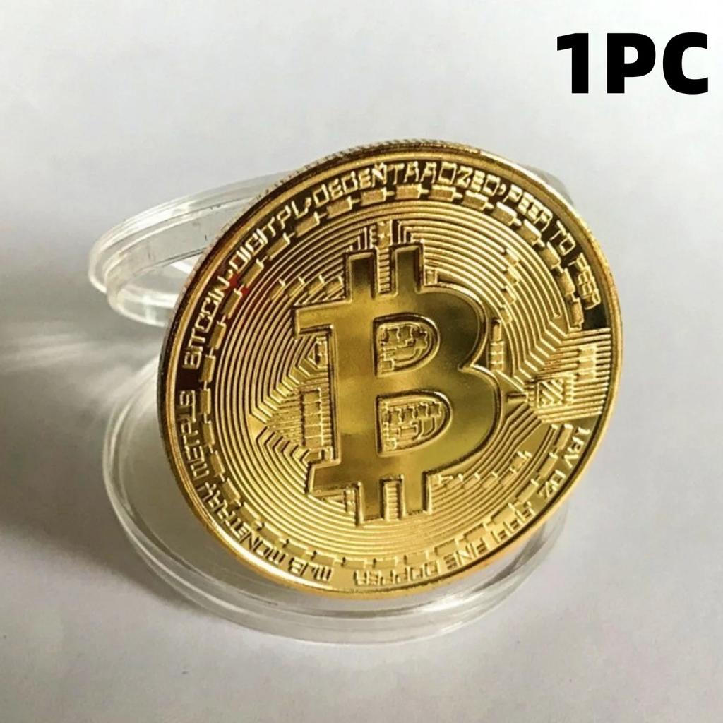 Позолоченная памятная монета Биткоин Коллекционная Художественная коллекция Подарок Физический Btc Металл Антикварная имитация Подарок на день рождения 2026