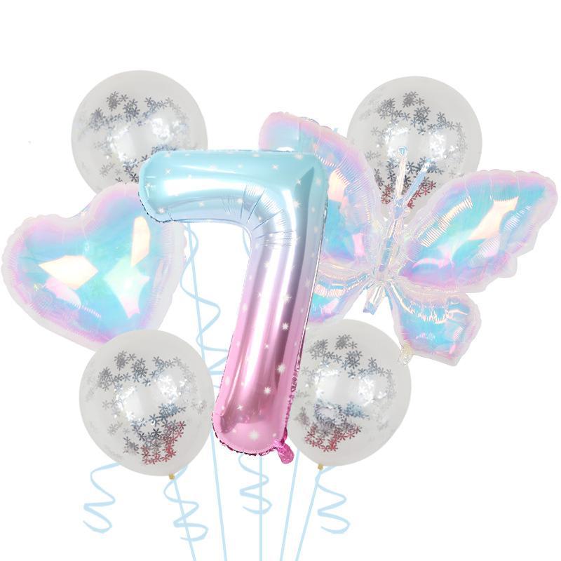 Красочный Прозрачный Шарик-Бабочка Цветные Блестки Латексный Набор Один Год 40 Дюймов Звездное Небо Цифровое Оформление для Вечеринки по Случаю Дня Рождения