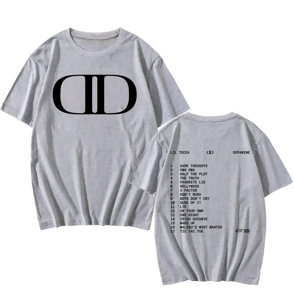 Lil Tecca DOPAMINE Футболка с альбомом, рэперский графический принт, модные футболки, футболка с коротким рукавом, хлопковая футболка, унисекс, уличная одежда, хип-хоп, мужские футболки