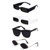 Sheomy Unisex Combo предлагает набор из 4 очков Black Candy MC stan Rectangle Retro Vintage Narrow Non-Plarized Sunglasses Women::Мужчины