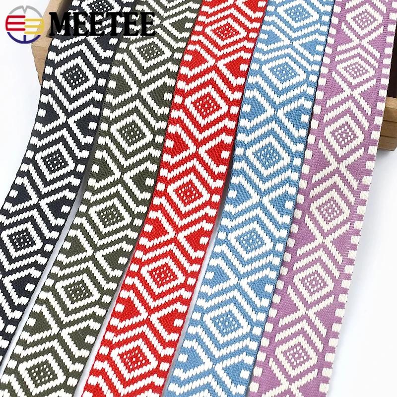Meetee 2-10M 38мм Жаккардовая Полиэстер Хлопок Лента Стропа Ремень для Сумки Холщовой Декоративная Косая Лента Аксессуары для Шитья