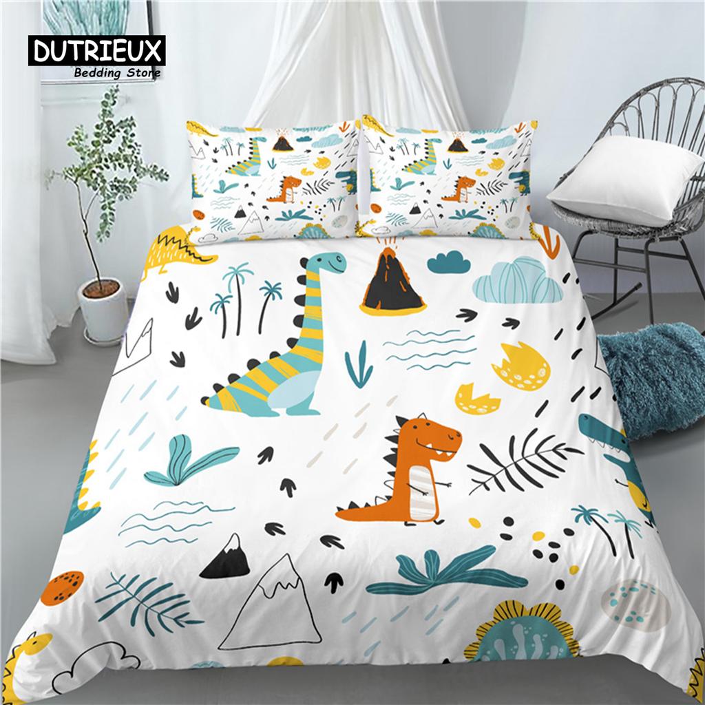 Мультяшный динозавр принт для дома и гостиной роскошь 3D 2/3 шт удобный пододеяльник наволочка постельное белье комплекты королевы и короля ЕС/США/Австралия размер