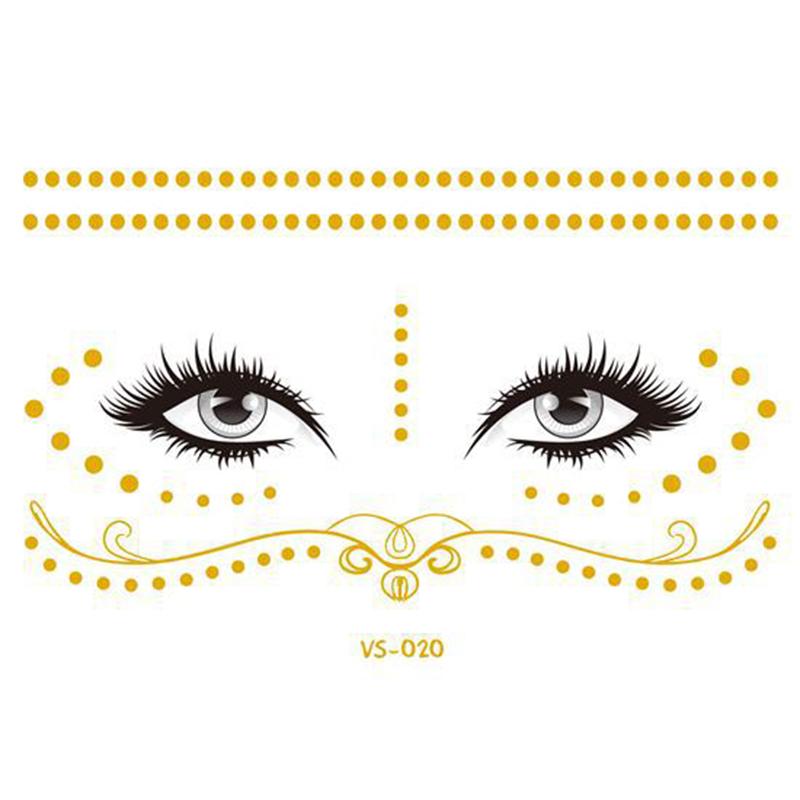 Блестящие наклейки татуировки на лице флэш-золотые временные металлические татуировки водостойкий макияж наклейки для девочек вечеринка музыкальный фестиваль