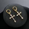 European and American Cross Earrings Inlaid with High Quality Zircon Earrings Fashionable Mens and Womens Ear Accessories