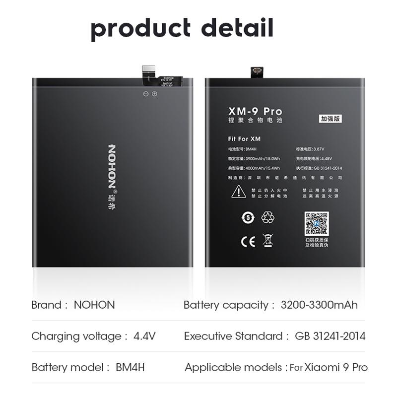 Replacement Battery NOHON For Xiaomi Mi 5 6 8 9 PRO Mix 2 3 8 9 SE CC9 Lite POCOPHONE F1 A3 5X Redmi Note 5A 6X K20 Pro