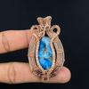 Neon Blue Apatite Gemstone Pendant 999 Copper Wire Wrapped Jewelry, Handmade Antique Pendant Jewelry, Gift For Mother