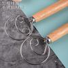 1Pcs Danish Dough Whisk with Wood Handle, Dutch Style Bread Whisk for Dough Cooking Kitchen with Stainless Steel Danish Whisk