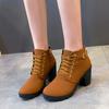 2025Women High Heel Ankle Boots Autumn Winter Booties Woman Fashion New Lady Shoes Brown Black Short Boot Female Botas De Mujer