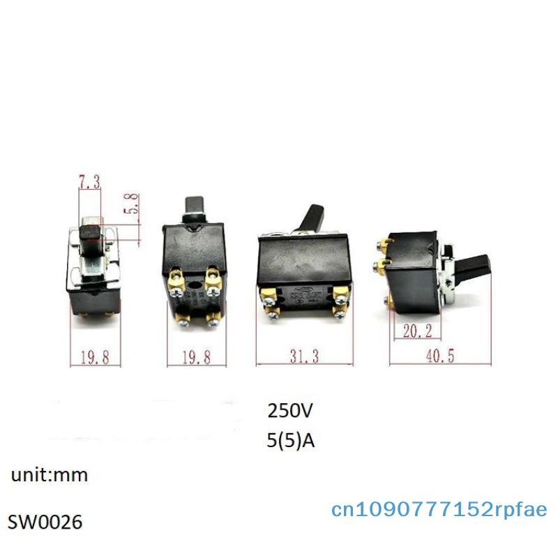 SW0026 AC250V 5A, IP20 1pc Angle Grinder Switch, Electrical Tool Parts, Cutting Machine Trigger