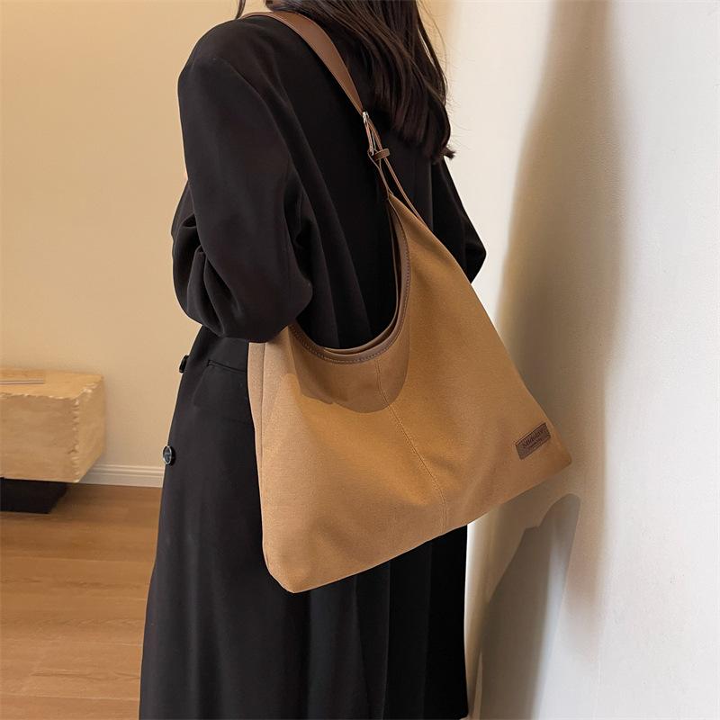 Сплошная цветная холщовая сумка подмышки, большая вместительная сумка на плечо, женская большая сумка, сумка