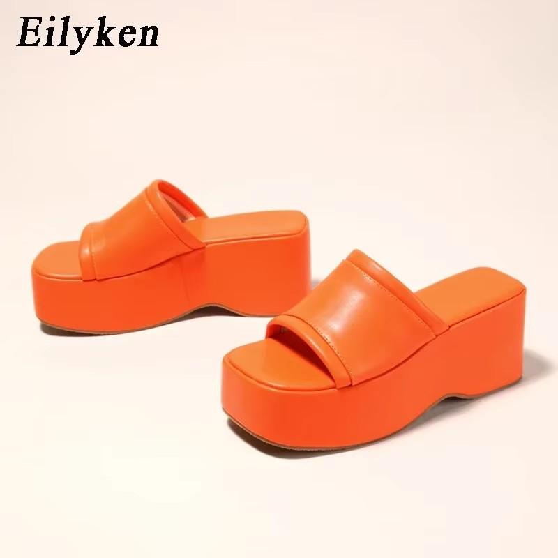 Fashion Eilyken Summer Fashion High Wedges Platform Slippers Women Sandal Shoes Ladies Peep Toe Slip On Outdoor Beach Slides
