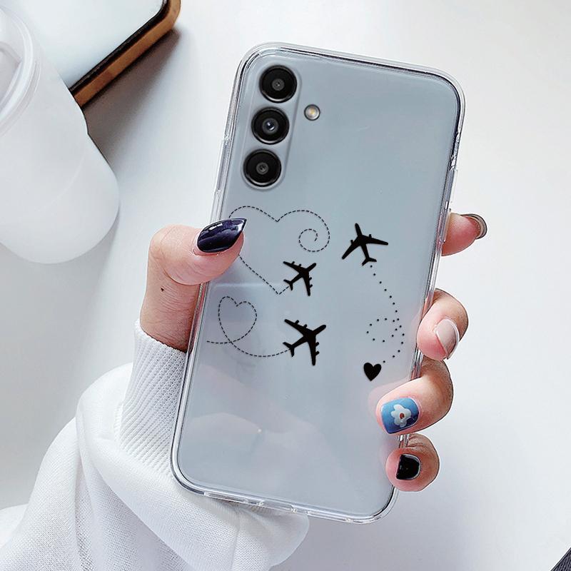 Прозрачный чехол для Samsung Galaxy A24 A17 A16 A56 A55 A54 A06 4G Чехол Мультяшные цветы Мягкий Прозрачный Ударопрочный Funda Лицевая крышка Capa