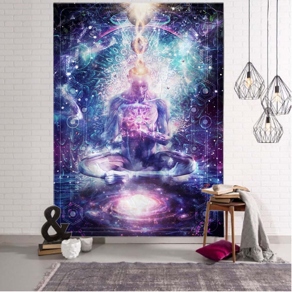 VIKAMA Psychedelic Wind Mushroom Tapestry Fadeproof Scifi Wall Wall Hanging Game Room Escape Room Music Festival Wall Tapestry