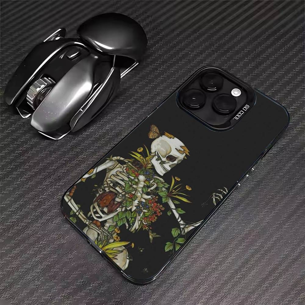 Чехол для телефона с рисунком Череп Скелет Жнец Для iPhone 17 16 15 14 13 12 11 Pro Max XS Max 7 8 Plus Ударопрочный Силиконовый Матовый Чехол