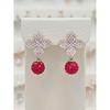 Save Zone 03 Volare Ruby Fleur Silver Needle Drop Earrings Agsss1777A (38424796)