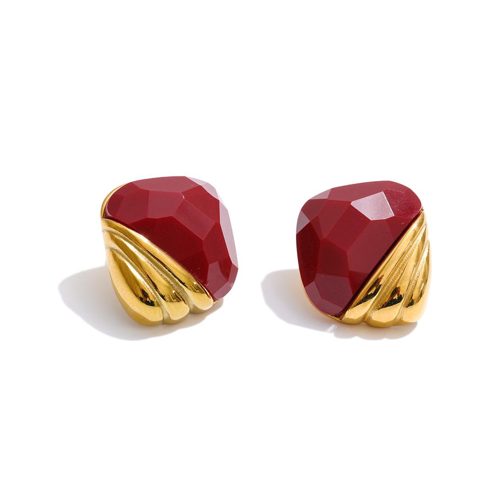 Yhpup 3 Color Stainless Steel Resin Acrylic Stud Earrings 2026 Anti Allergic Korean Fashion Trendy Daily Jewelry Accessories