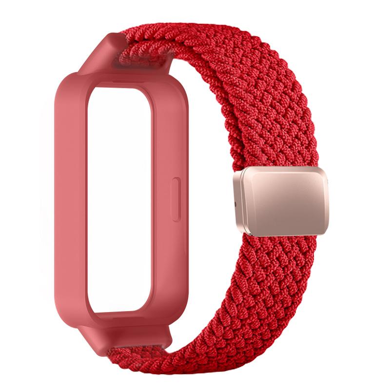Плетеный ремешок+Чехол из ПК для Xiaomi mi band 9 8 active аксессуары спортивный магнитный Нейлоновый браслет correa+Чехол для Redmi band 3 2