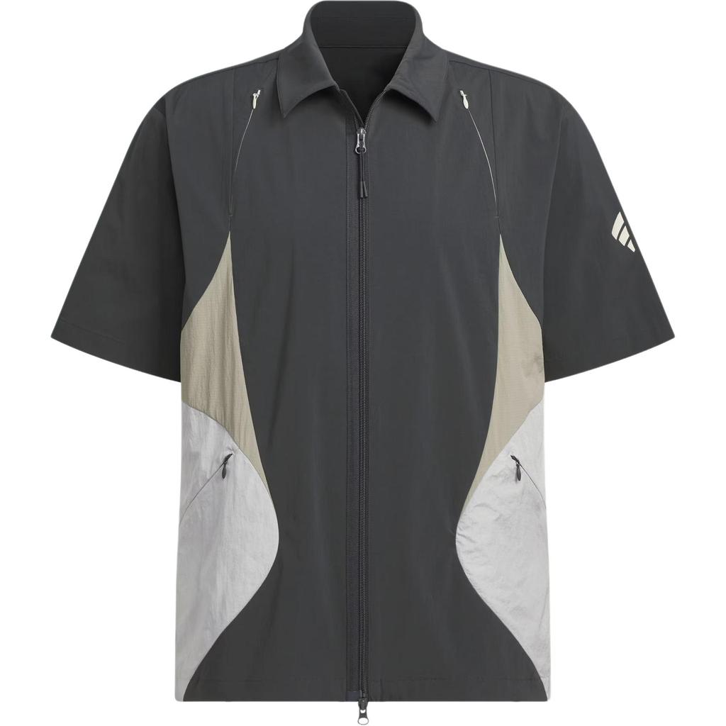 Adidas Рубашка Future Style на молнии с цветным воротником и коротким рукавом, повседневная рубашка, мужские рубашки цвета Carbon-Black JL9960