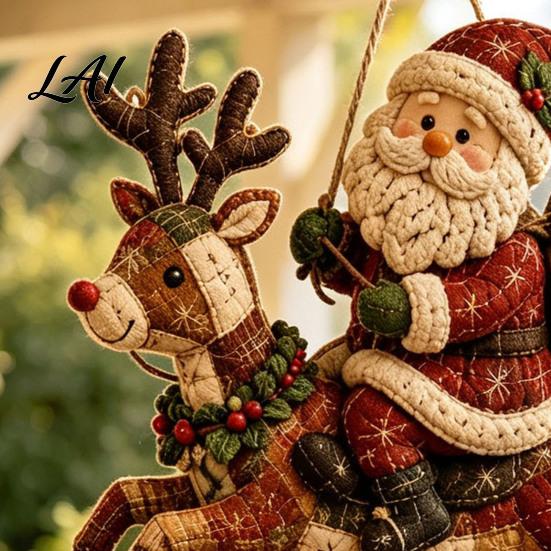 Festive Fabric Decoration Set DIY Quilted Christmas Wind Chime Kit Handmade Patchwork Sewing Craft for Stitch Hanging Decor Adults Winter