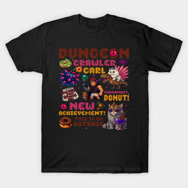 Dungeon crawler carl пиксель-арт Новая Унисекс Футболка Унисекс Круглый вырез 100% Хлопок Короткий рукав Оверсайз Популярная Модная Футболка Подарки для фанатов