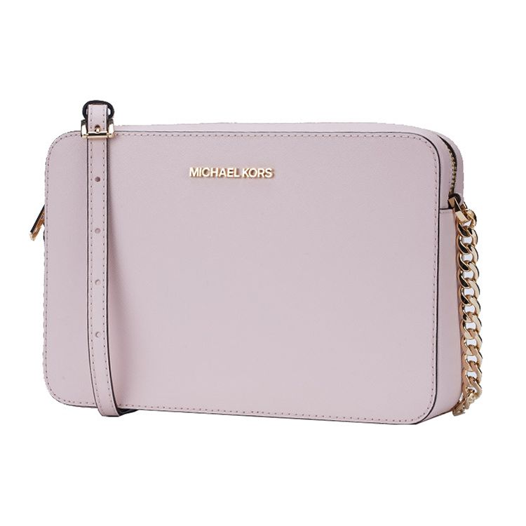 Michael Kors MK Jet Set Сумка на плечо из кожи с цепочкой и логотипом-буквами, для поездок, большая женская сумка, розовый 35T8GTTC9L-POWDER-BLUSH