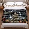 Skull Gothic Theme Soft Blanket Personalized Custom Name Text Print Warm Blanket Home Sofa Bedroom Decor