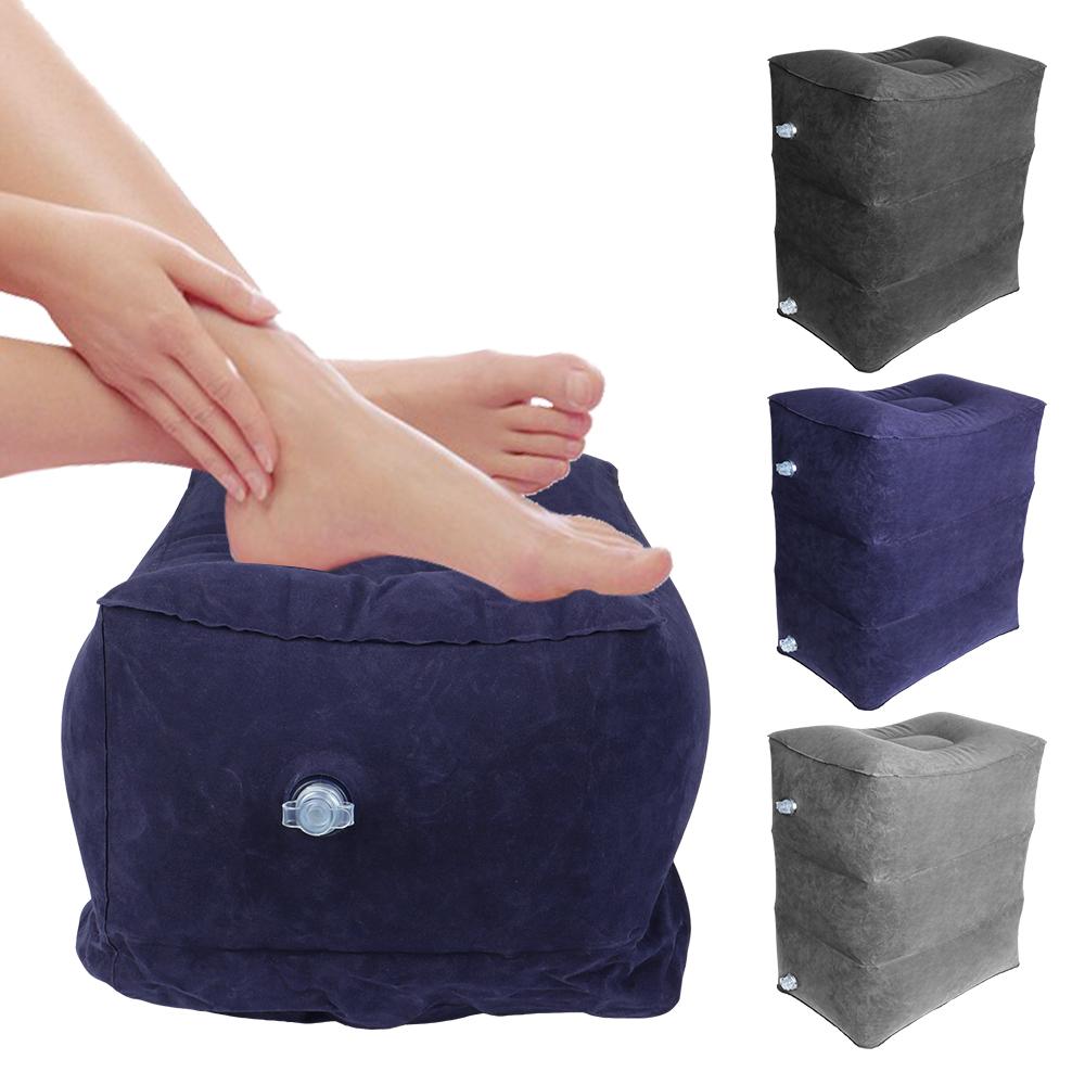 Portable PVC 3 Layers Inflatable Travel Foot Rest Pillows Footrest Pillow Adjustable High On Airplane Car Bus