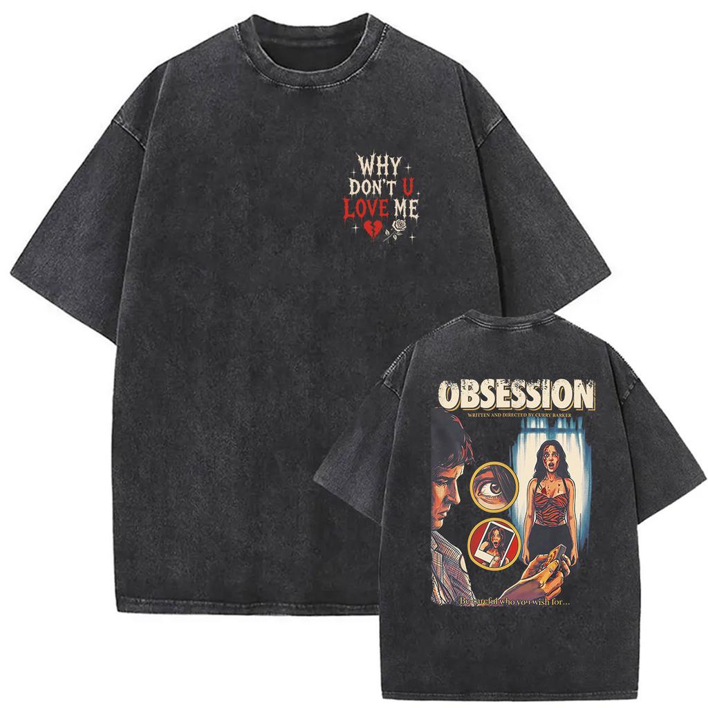 2026 Movie Obsession Be Careful What You Wish for Eyes Graphic Vintage Washed T-Shirts Short Sleeve T-shirt Streetwear