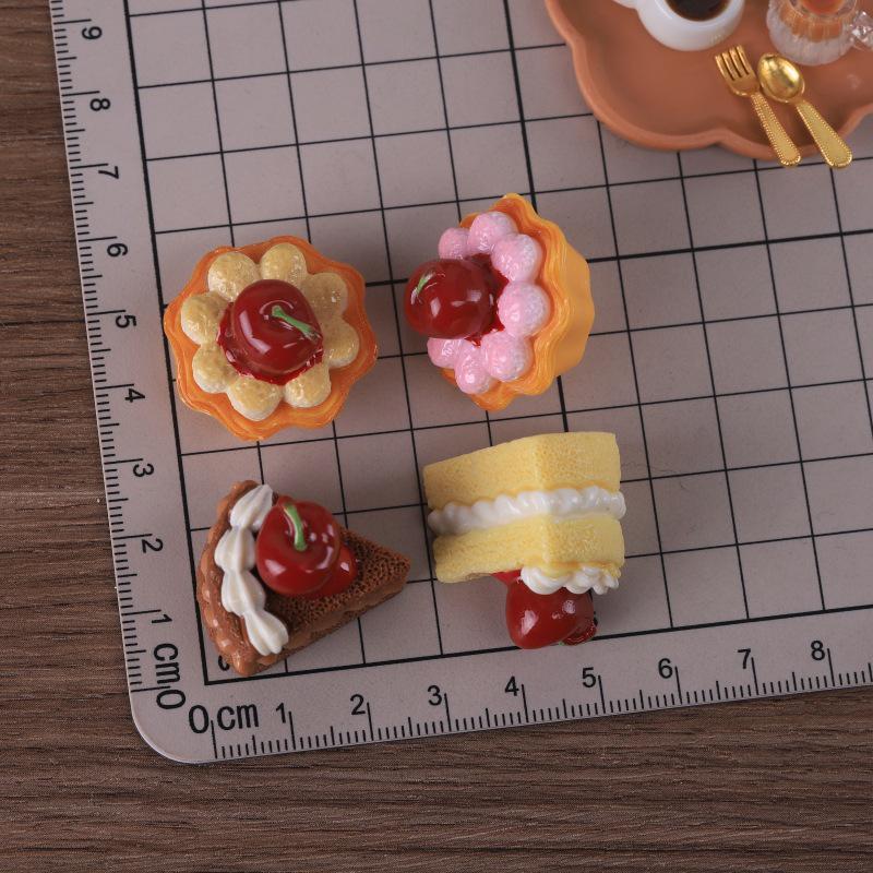 Cherry Cream Mousse Cake Miniature Food Toy Ornament for Dollhouses