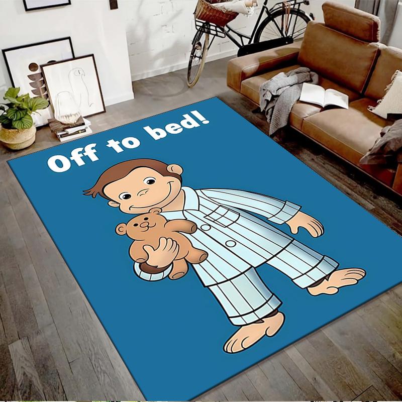 1pc Curious George (2) Design Printed Area Rug Carpet for Bedroom Living Room Home Decor Rugs Mat Non Slip Mat Rug for Bedside