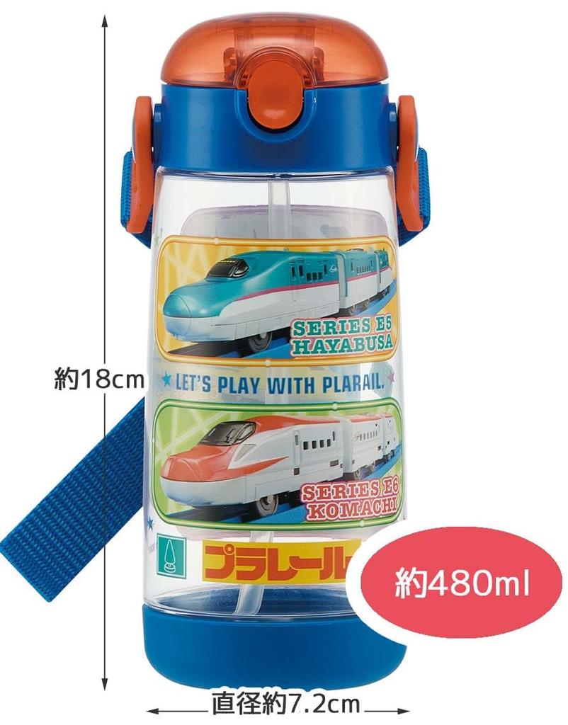 Skater Бутылка для воды с прозрачным Plarail для PDSH5 Детская соломинка, Бутылка, 20, 480 мл, Для мальчиков,