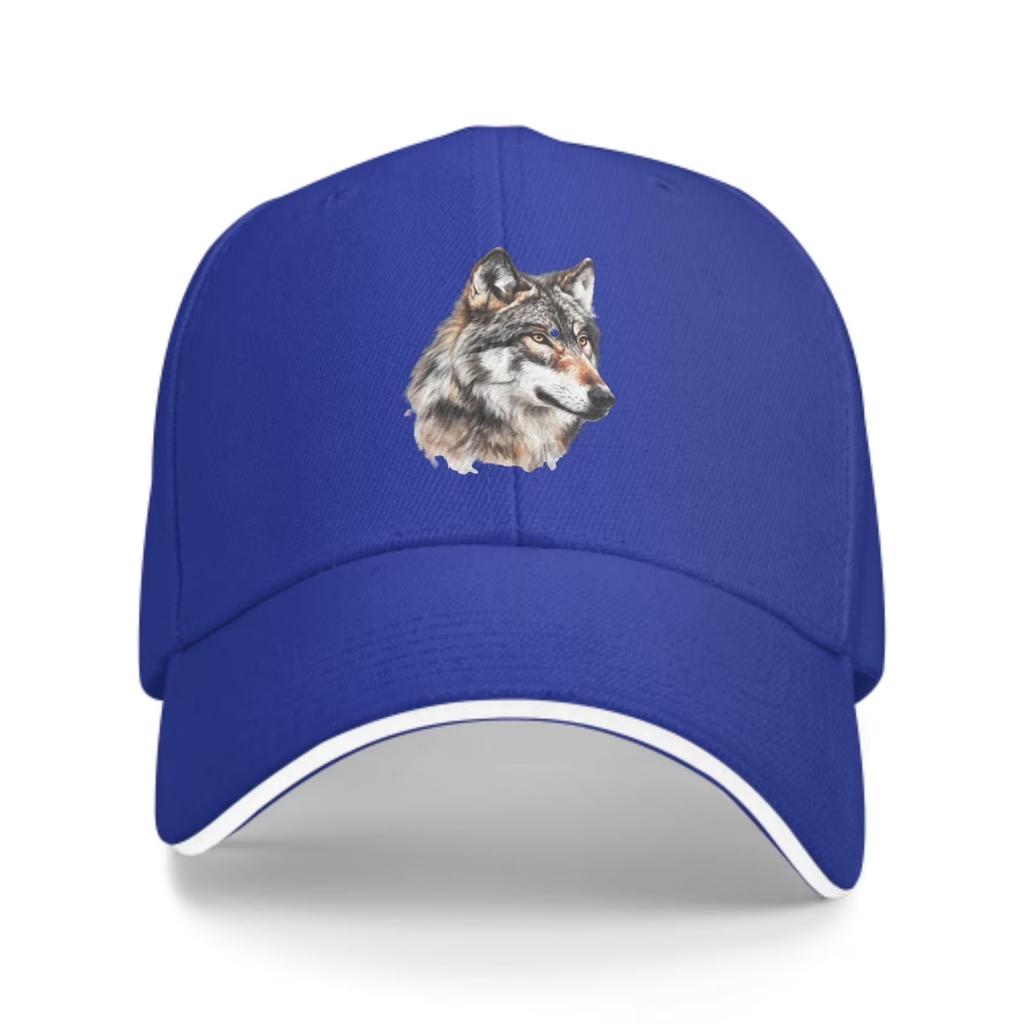 Wolf Head Graphic Baseball Cap Adjustable Outdoor Casual Curved Brim Hat for Unisex