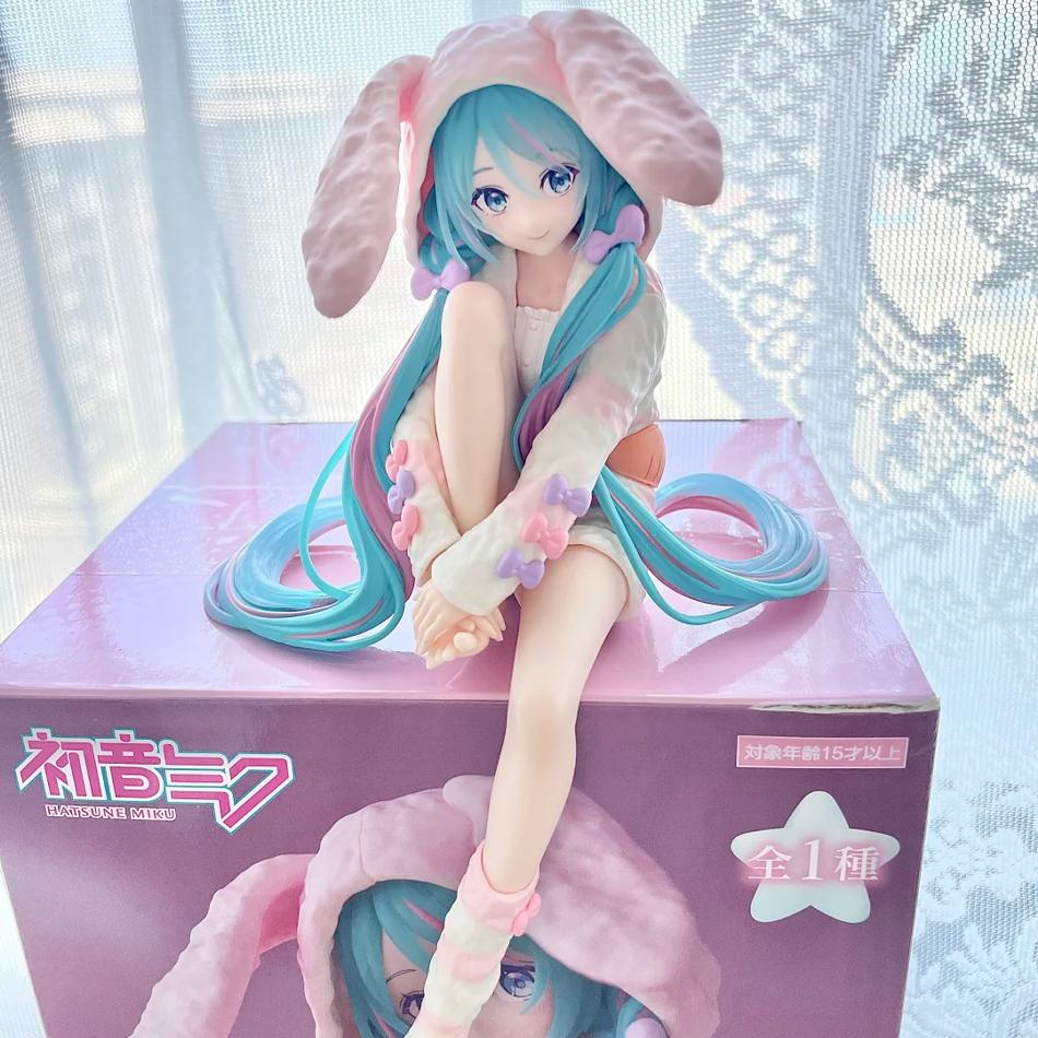 15 см Аниме ХАТСUNE MIKU Фигурка Стопор для лапши Фигурка Кроличьи ушки Пижама Модель Игрушка Кукла Фигурка Действия Коллекция Подарки ПВХ