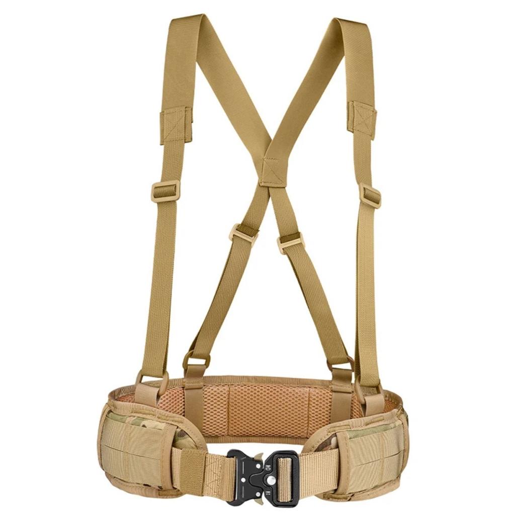 Tactical Battle Combat Air-soft Padded Equipment Molle Waist Belt with Adjustable Suspenders Free Straps