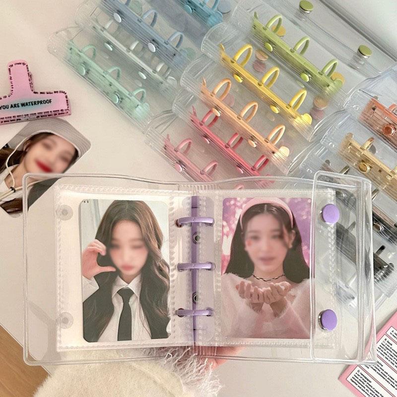 3-дюймовый прозрачный фотокарточный альбом-органайзер K-pop мини-фотоальбом держатель для фотокарточек айдолов книга-защитник для карточек айдолов на кольцах