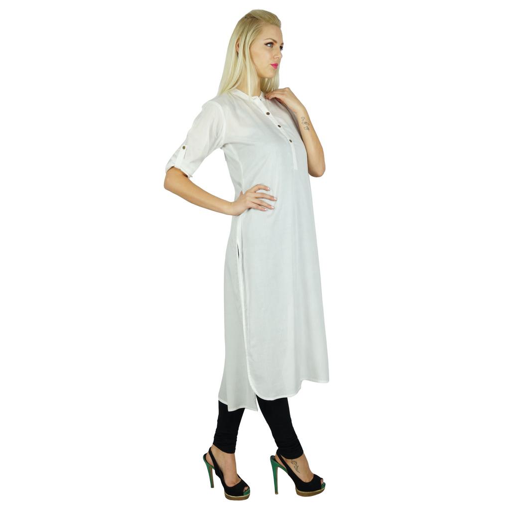 Bimba Women Classic Cotton Custom Kurti 3 4th Sleeve Formal Long Blouse