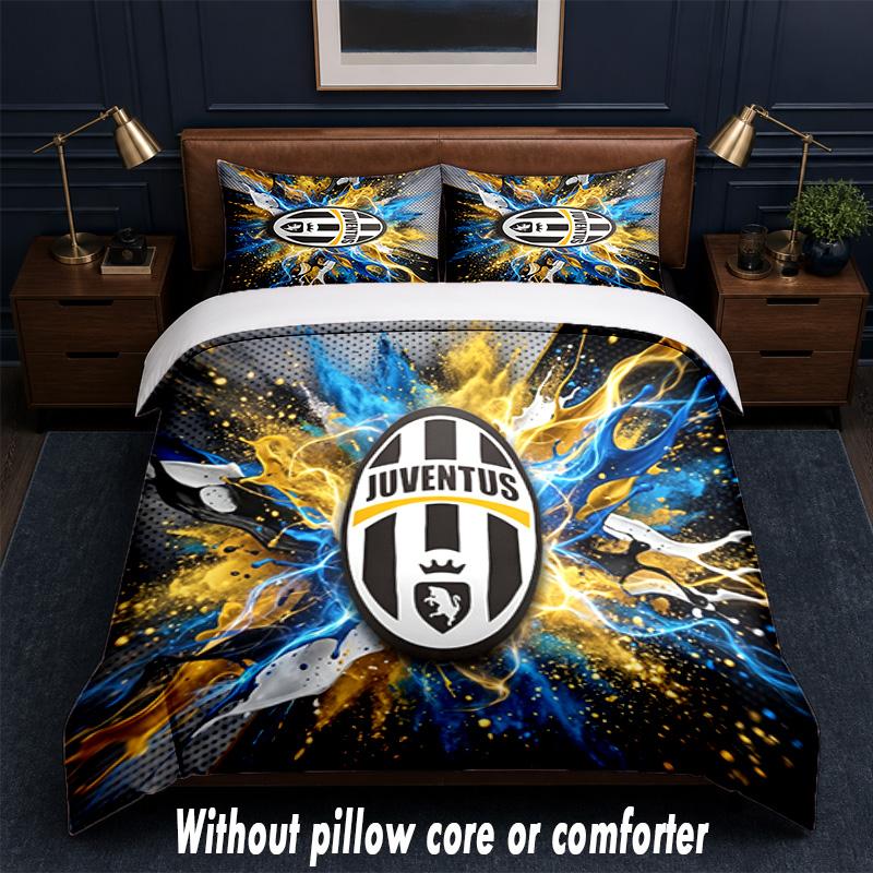 Juventus FC Design Bed Bedding Set 1 Duvet Cover + 2 Pillowcases Soft Breathable Household Bed Linens