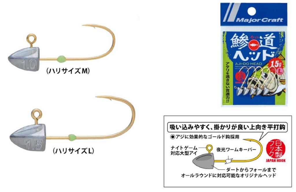 Major Craft Jig Head Ajido AD-Head 0.8/M 0.8 Grams Hook Size M (1984)