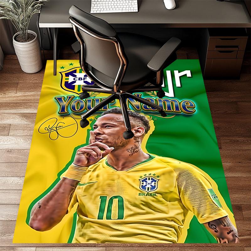 Brazilian football player Design Area Rug Personalized Name- Non-Slip, Soft & Cozy Floor Mat for Living Room, Office - Indoor/Outdoor Carpet